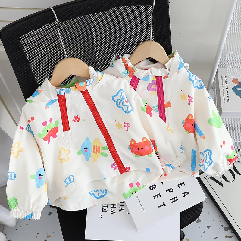 

Весенне-осенний стиль для девочек, топ с капюшоном и двойной молнией, милая одежда для малышей, осенний наряд