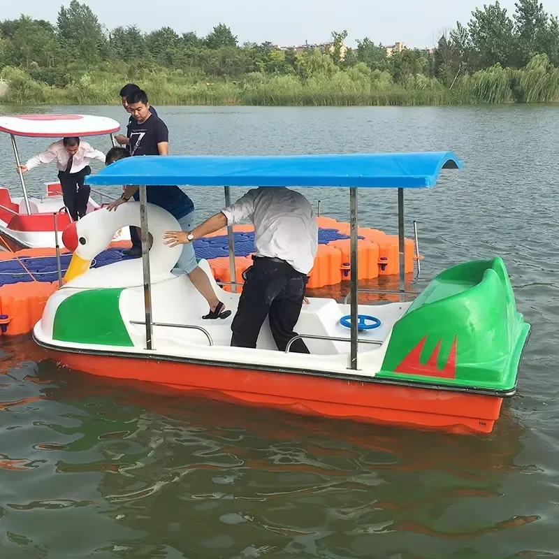 4 Seater Swan Pedal Boat Fiberglass Hull Water Sightseeing Cruise Sleeping Design Paddle Boat for Lake Park Recreation