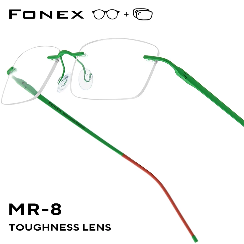 FONEX Progressive Prescription Glasses Custom Myopia Optical Lenses Eyewear Men Rimless Eyeglasses Women Titanium Frames 85853