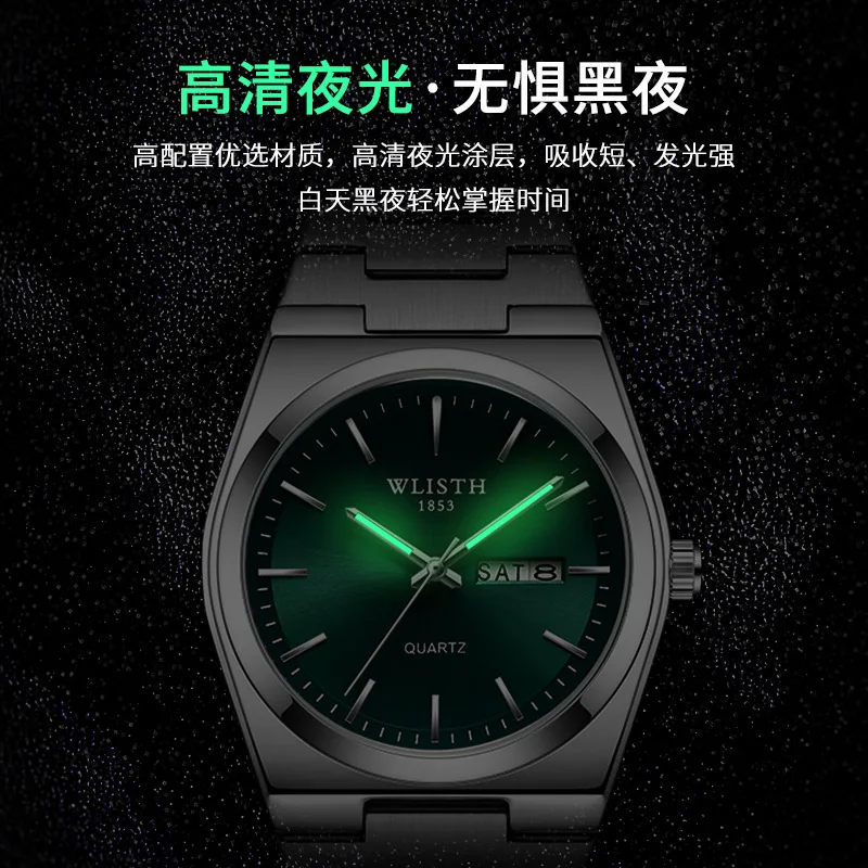 WLISTH Новые мужские ультратонкие кварцевые часы - 30 м водонепроницаемые светящиеся наручные часы с ремешком из нержавеющей стали
