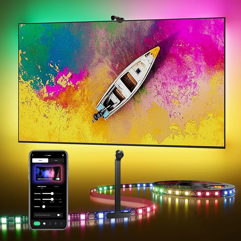 PC/TV Led Backlight RGBIC LED Strip Lights With AR Color Gamut Sensor Music Sync Smart Light Strip for Game Atmosphere Lamp Tape