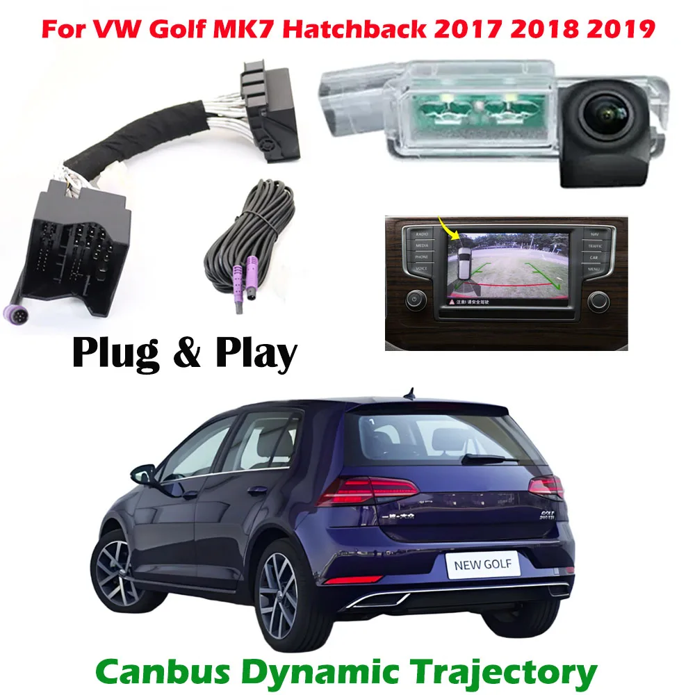 canbus-reverse-trajectory-hd-rear-view-camera-for-vw-golf-mk7-hatchback-2017-2018-2019-mqb-unit-oem-screen-plug-play-no-coding