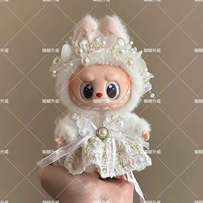 15-17 cm Labubu Baby Mini Doll'S Vestiti Outfit Accessori Per V1 V2 V3 Beige Piccola Gonna Profumata Perla Fascia Vestiti