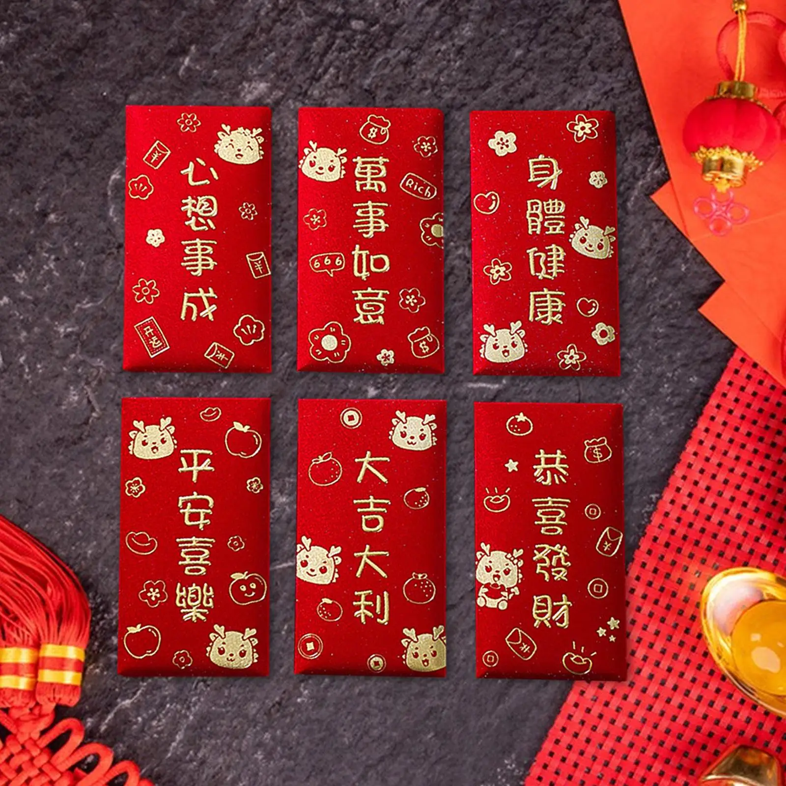 Enveloppes cadeaux pour l’argent, petits paquets rouges pour le Nouvel An chinois, avec motif de dragon, idéales pour les cadeaux de mariage, de remise de diplômes ou d’anniversaire.