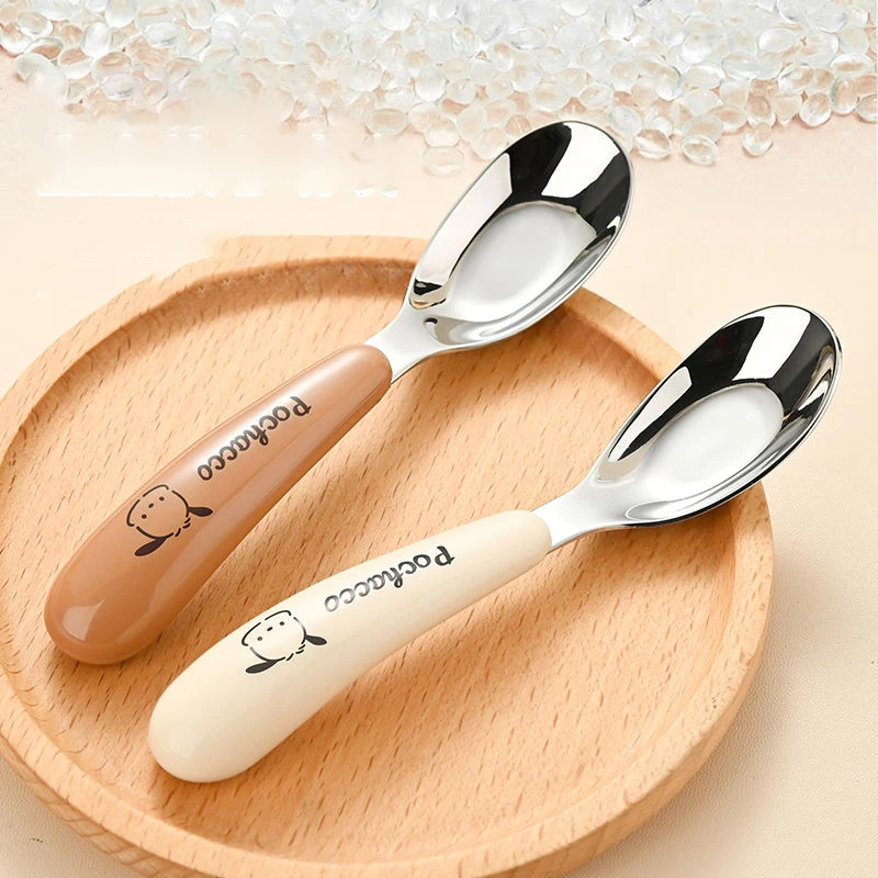 Cartoon Sanrio Spoon Kawaii Household Fall Prevention 304 Stainless Steel Baby Children Complementary Food Spoon Tableware Girl