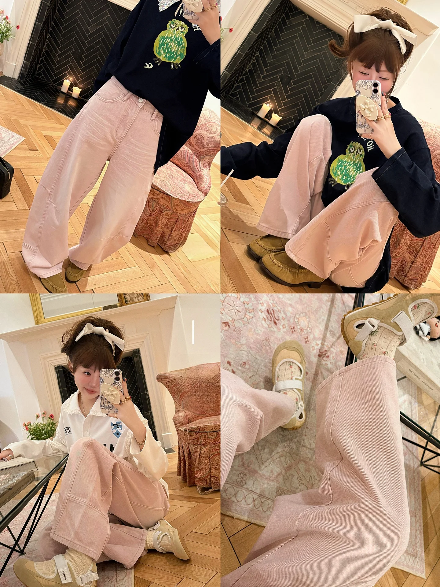 

Винтажные джинсы Vimas в стиле Sweet Cool, цвет сакуры, с естественной талией, прямые штанины, весенняя мода, женская одежда