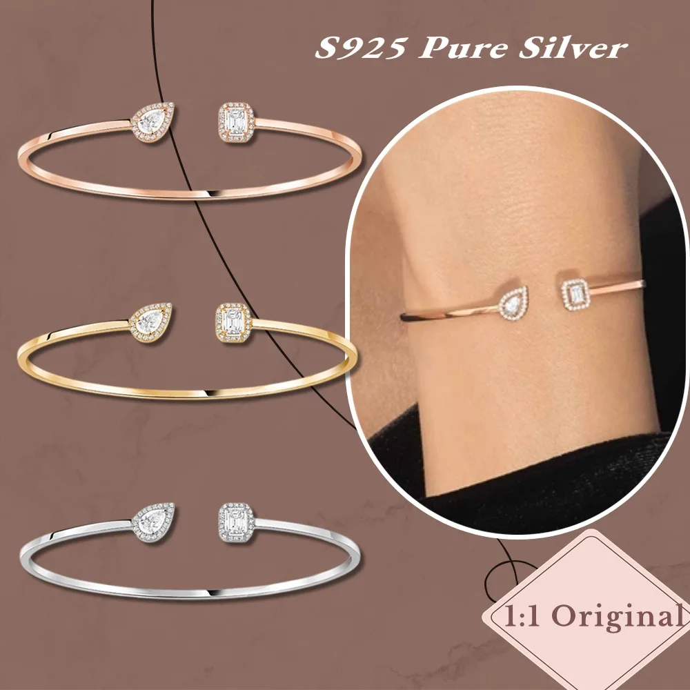 Dazzling original MYTWIN TOI&MOITHIN BANGLEO.15CTX2 Sterling Silver 925 Bracelets Luxury woman Jewelry Accessories