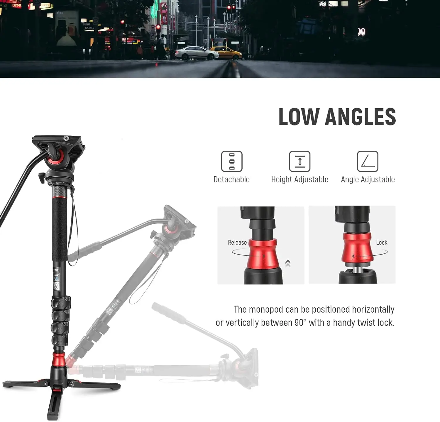 NEEWER 179cm Telescopic Portable Aluminum Professional Camera Travel Monopod with Feet