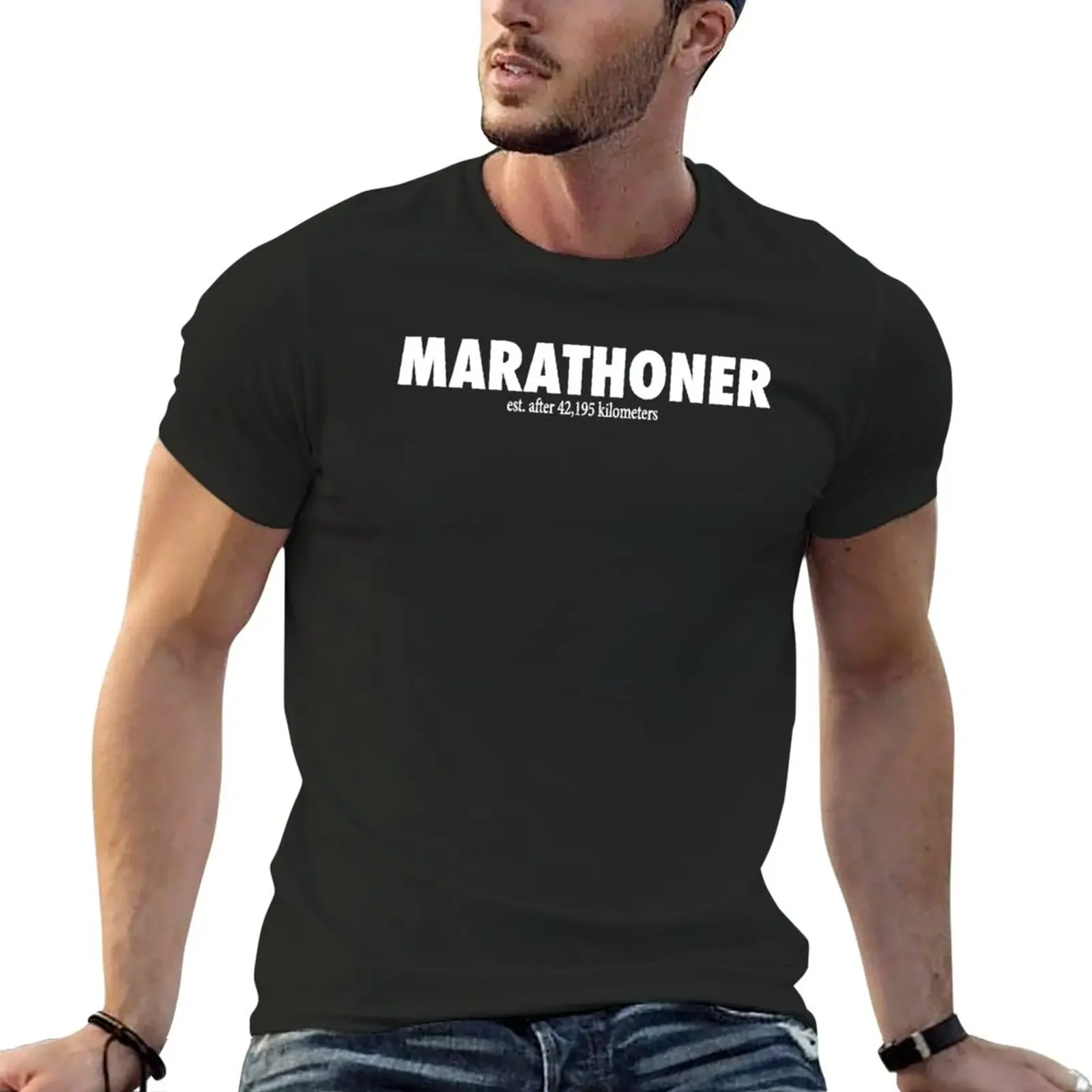 

MARATHONER EST. AFTER 42,195 METERS T-Shirt oversizeds aesthetic clothes t shirt for men