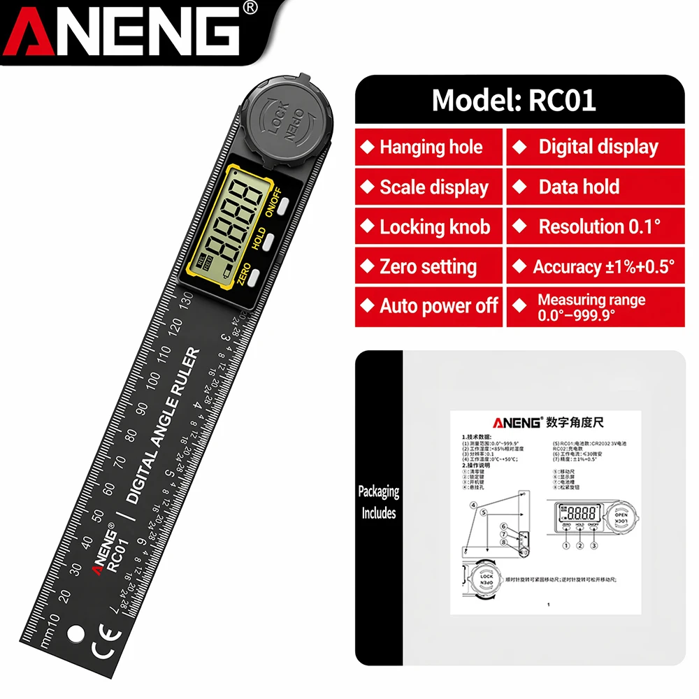 ANENG Hochpräzisions-360 ° Digitaler LCD-Winkelmesser, Winkelfinder, Holzbearbeitungswerkzeuge für Rauminspektion und -messung – Detail 31
