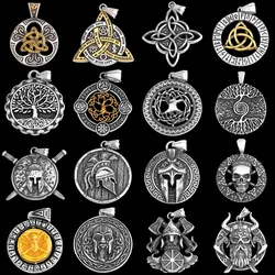 Nordic Vikings Tree of Life Odin Necklace Various Men Celtic Amulet Pendant Stainless Steel Vintage Charm Punk Jewelry Wholesale