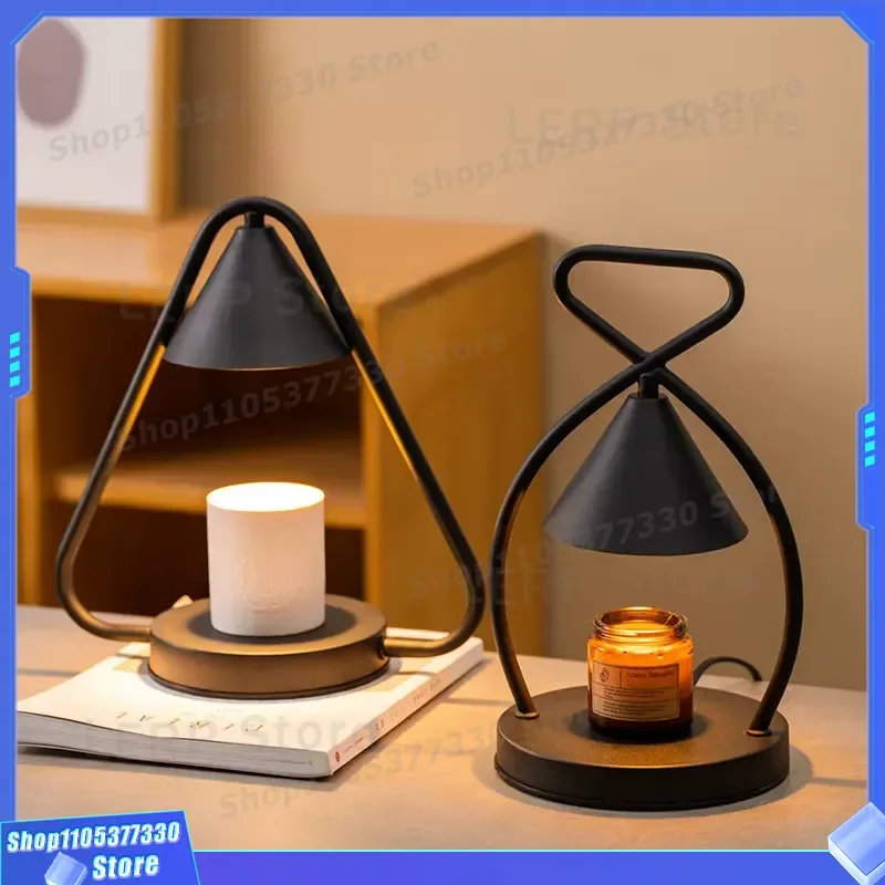 Nordic Wrought Iron Electric Wax Melter Lamp Desktop Night Light Essential Oil Diffuser for Bedroom Bedside Aromatherapy