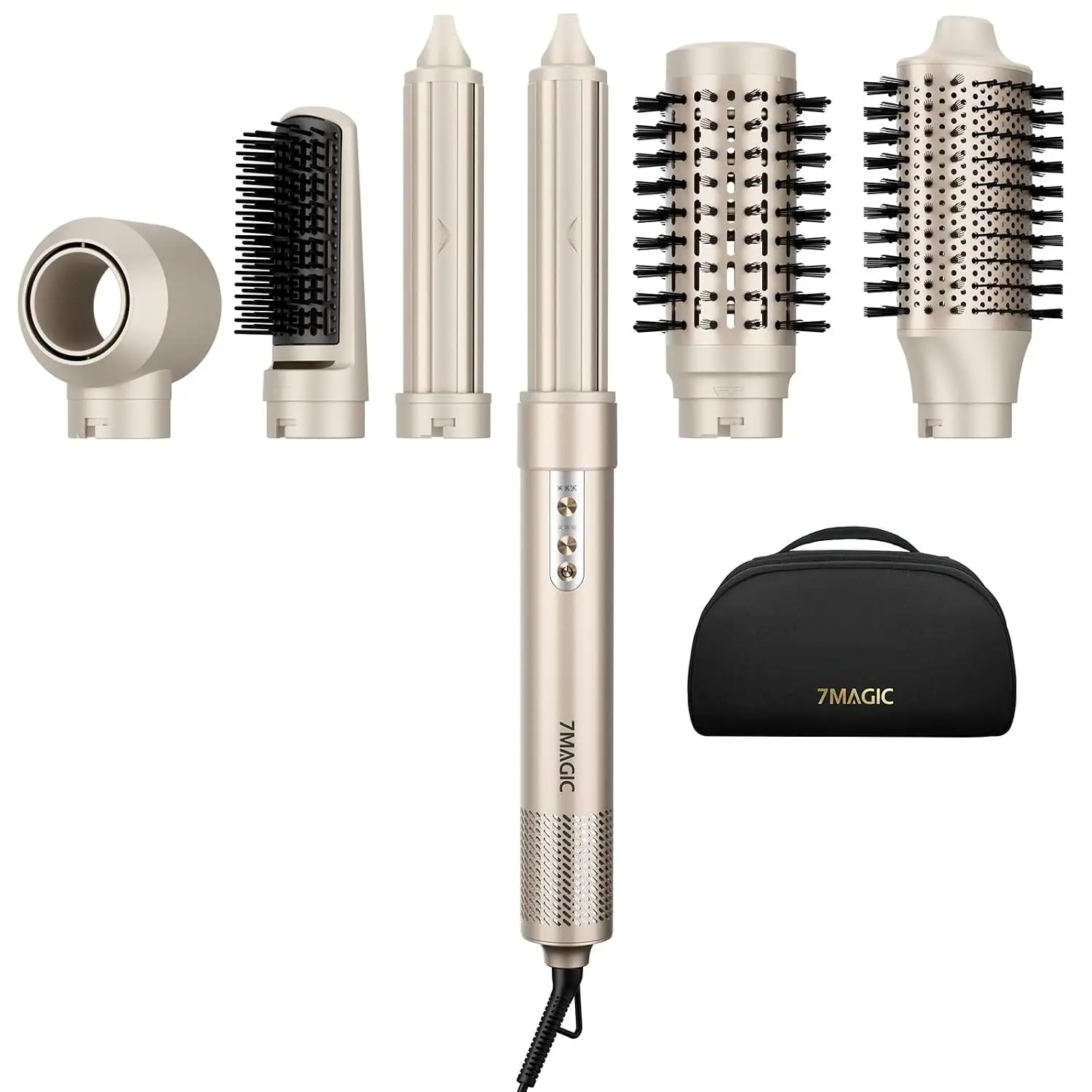 6-in-1 High-Speed Hair Styler Dryer Brush, 110,000 RPM, Negative Ionic, Fast Drying, Curling & Straightening, Gold