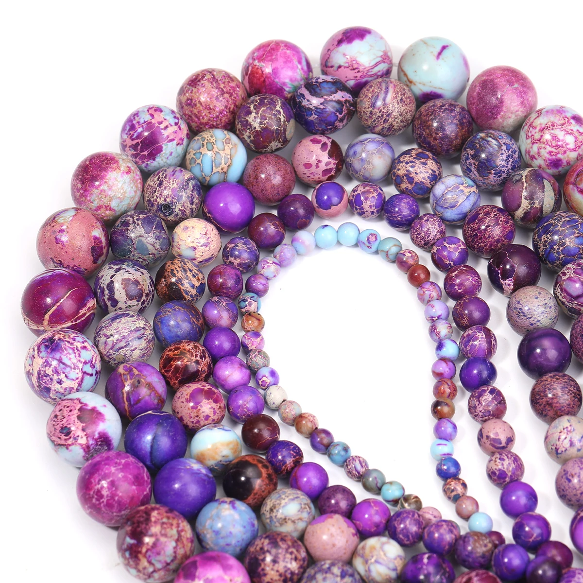 Natural Stone Purple Imperial Turquoises Round Loose Beads Diy Accessories Bracelet  Strand Necklace Gifts15