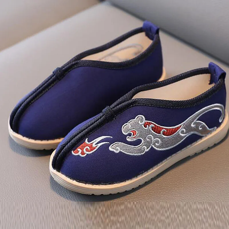 Chinese Style Children Shoes for Boys Embroidered Performance Shoes Comfortable Cloth Loafers Boy Kids Casual Flat Shoes CSH1438