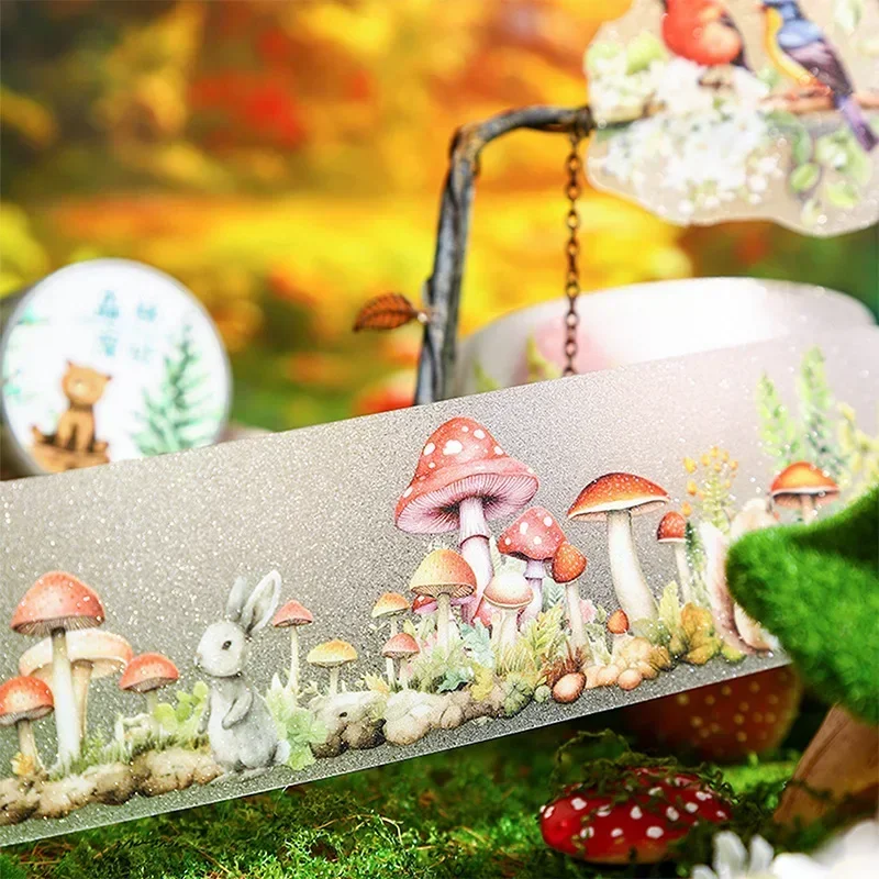 1Rol Pita Perekat Glitter Sekolah Hewan Peliharaan Perlengkapan Dunia Kecil Pita Bahan Stiker Dekorasi Buku Tempel 50Mm * 2M