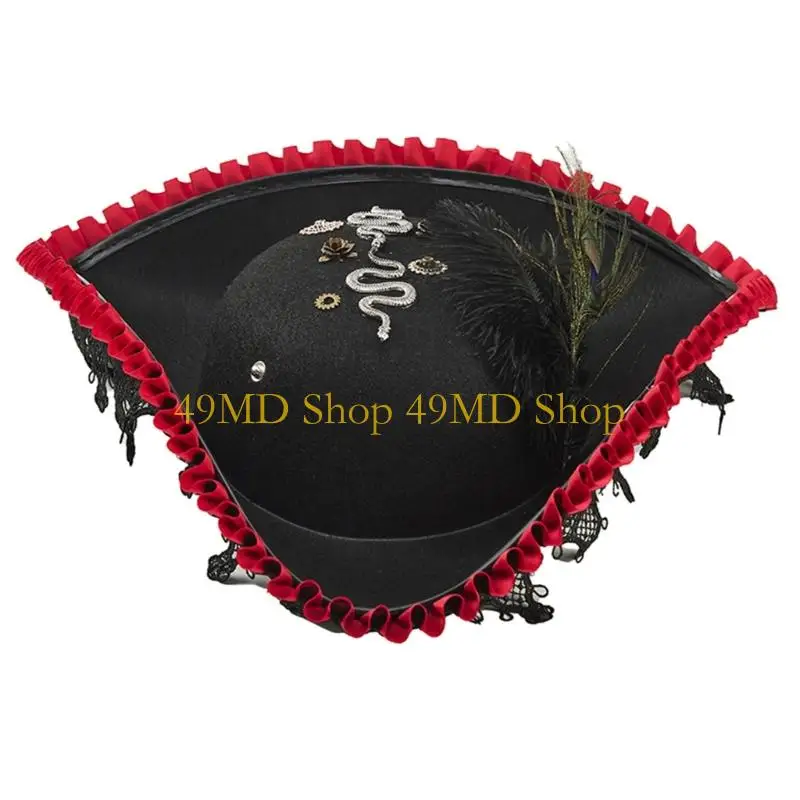 49MD Halloween Pirate Hat Features Delicate Lace And Detail