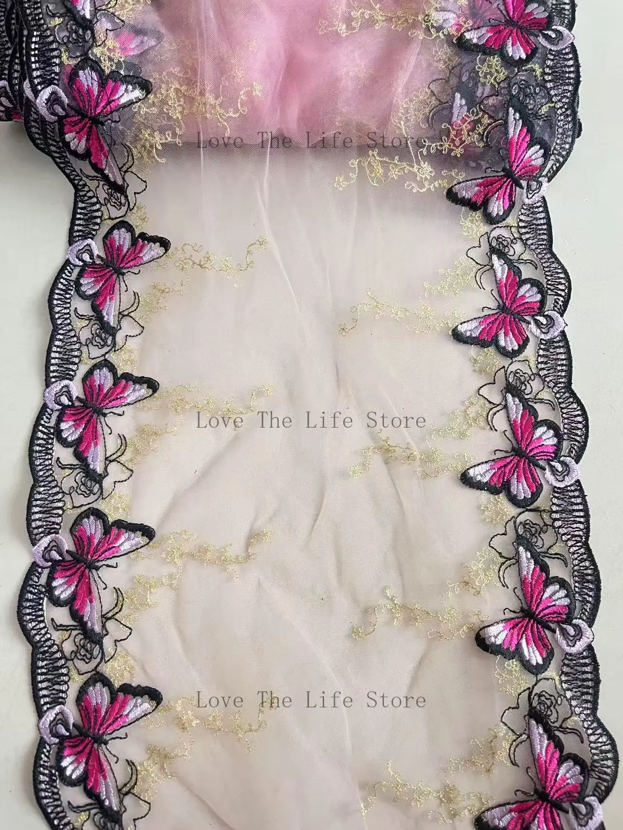 20Yards Bra Apparel Accessories Pink Embroidery Fabric Sewing Supplies Butterfly Tulle Mesh Trim Lace Flower Lace Fabric view 4