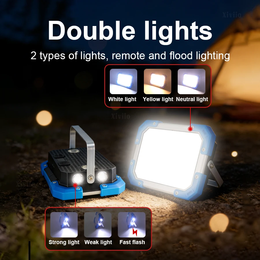 LED Camping Tent Light Rechargeable Searchlight High Power Outdoor Emergency Lighting Waterproof Portable Hanging Night Lamps