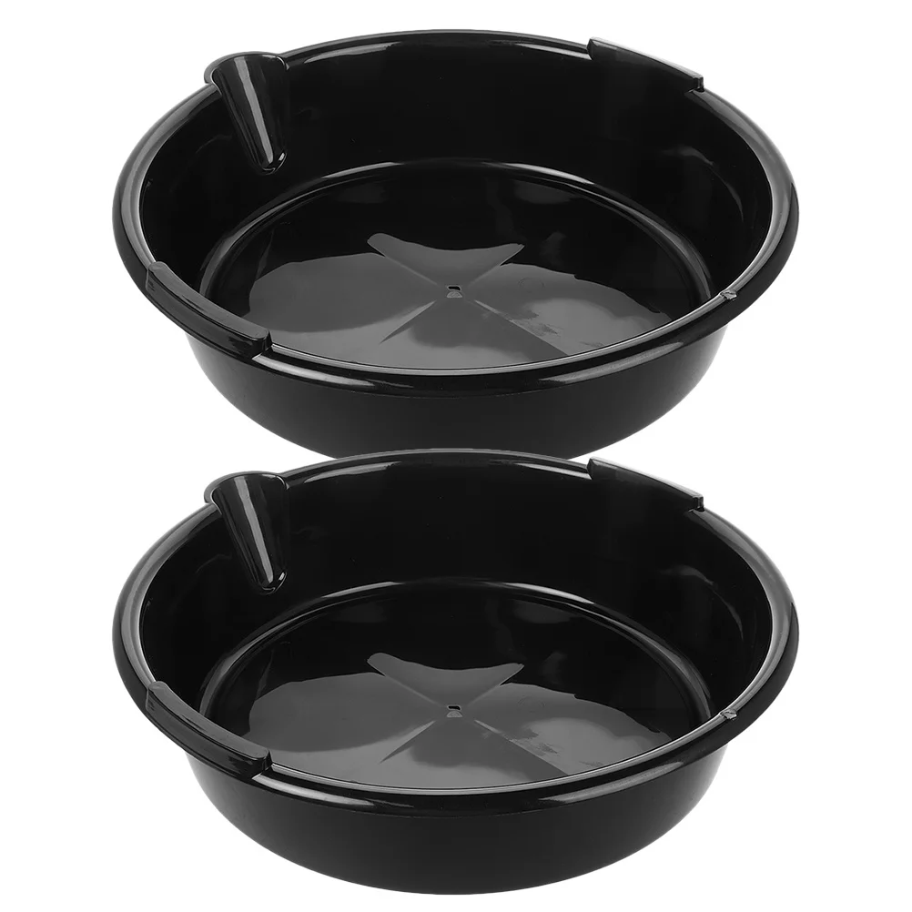 

2Pcs Durable Plastic Oil Drain Pan Reusable Easy Clean Black Car Maintenance Large Drip Tray Large Oil Drip Pan