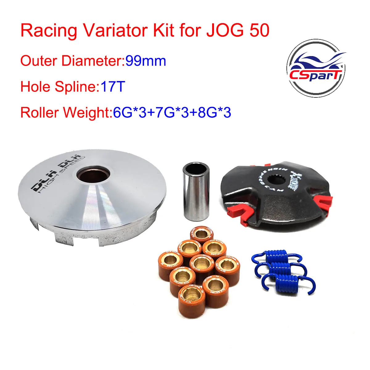 High Performance CVT  Variator Kit with Roller Weight  Drive Pulley for JOG 50CC 90CC Scooter Moped