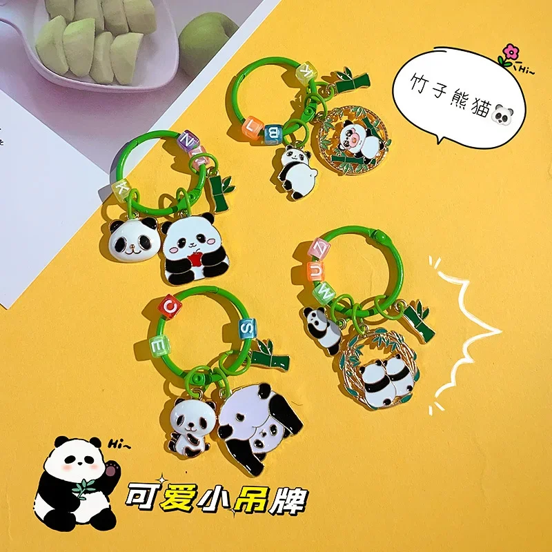 Car Ornaments Creative Cute Red Panda Metal Tag Keychain Pendant Cartoon Bag Pendant Key Chain Small Gift Car Decoration Adorns