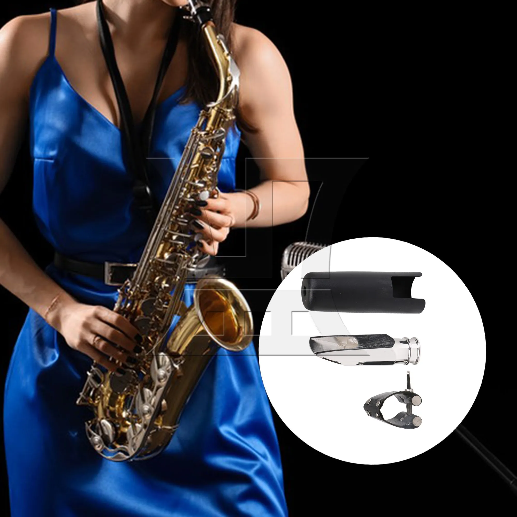 

Yibuy Silver Plated JAZZ 6 # Комплект кожаных лигатур для мундштука сопрано-саксофона Bb
