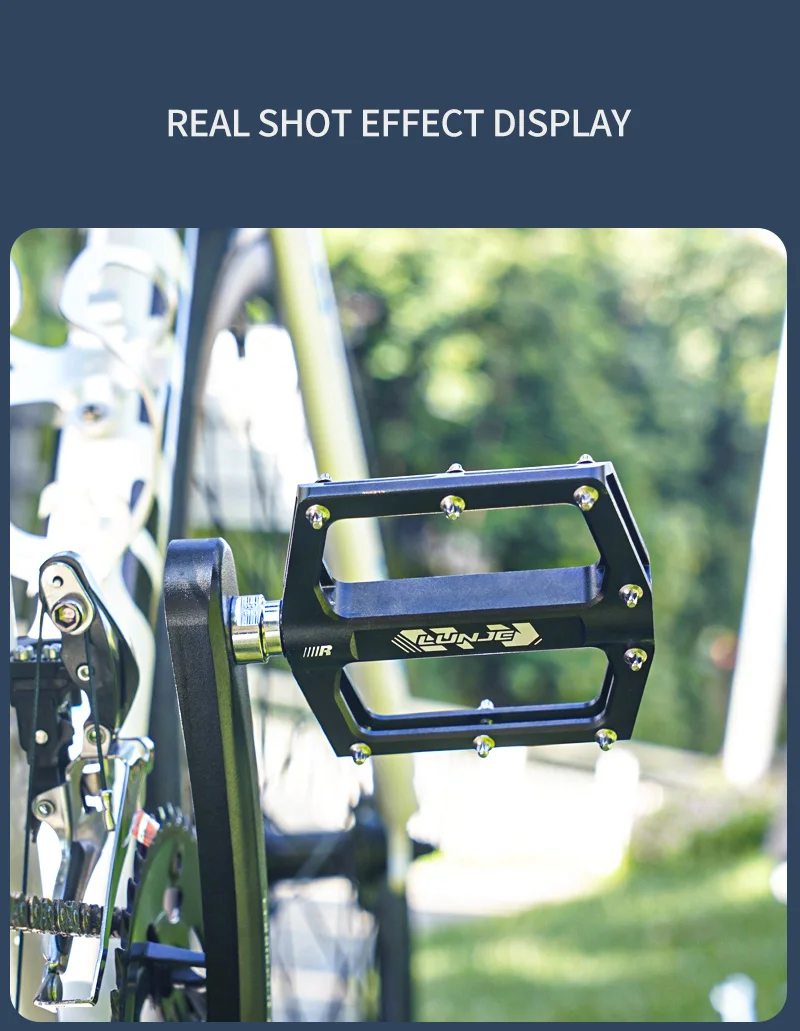 

LUNJE Mountain Bike Pedal Cycling Road Bike Aluminum Alloy Large Foot Pedal Bearings Bicycle Accessories