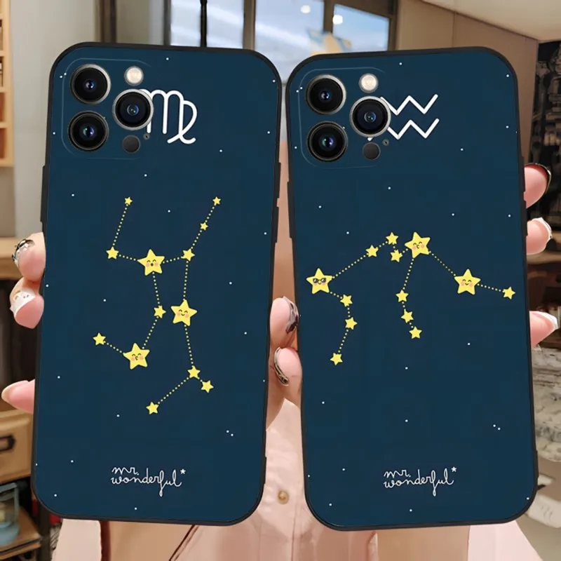 12 Constellations Capricornus Virgo Phone Case For Iphone 11ProMax 13 12 Pro Max Mini Xr X Xs 6 6s 7 8 Plus Funda Shell Cover