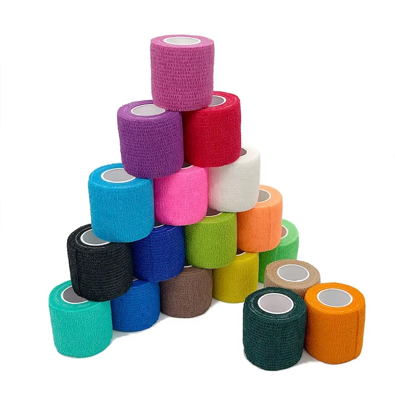 6/12/24Pcs Disposable Self-Adhesive Flex Elastic Bandage Tape For Tattoo Handle Grip Tube Wrap Elbow Sport Stick Accessories