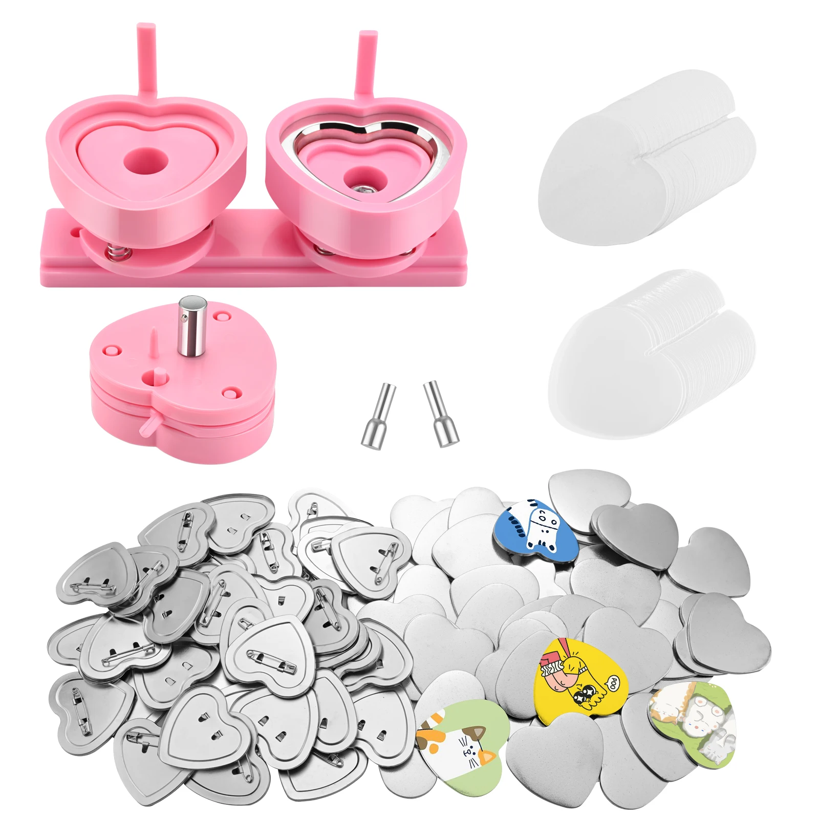 Heart Shape 57mm Badge Pin Button Maker Die Mold, Button Making Badge Punch Press Machine Mould DIY Badge Maker Dies Molds