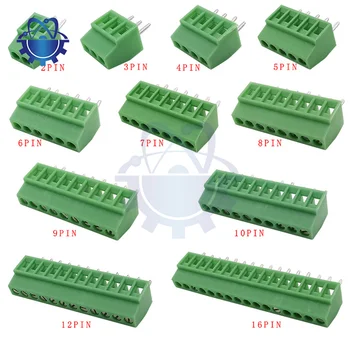 10 unids/set terminal de Cable verde KF128 2,54mm PCB Mini bloque de terminales de tornillo conector de cableado KF128-2.54 2P 3P 4P 5P 6P terminales