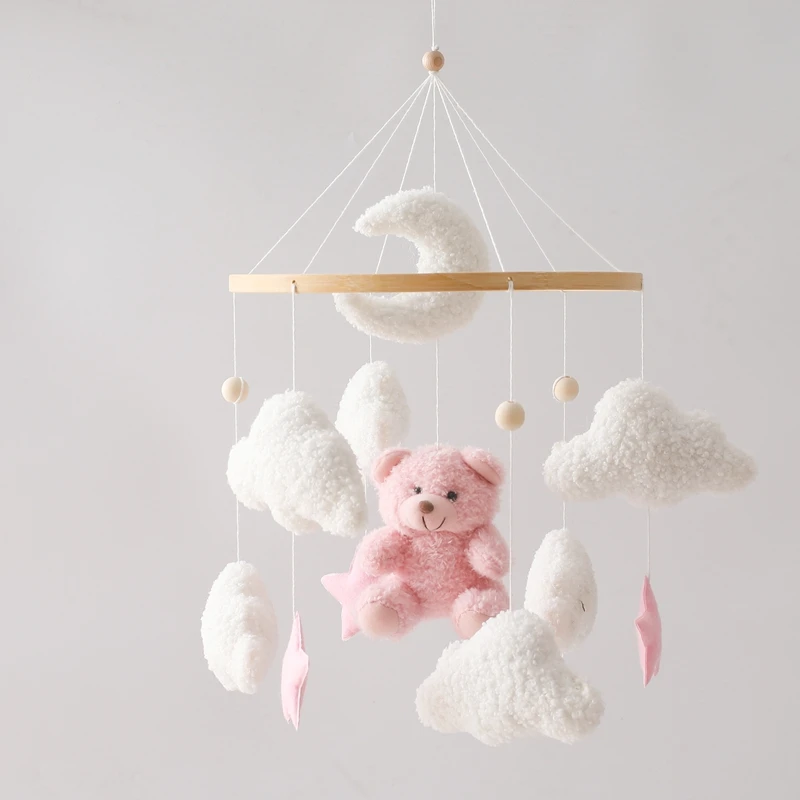 Baby Krippe Mobile Rassel Spielzeug Für 0-12 Monate Cartoon Filz Wald Tier Bett Glocke Hängen Holz Halterung Mobile newbaby Rassel Spielzeug – Detail 14