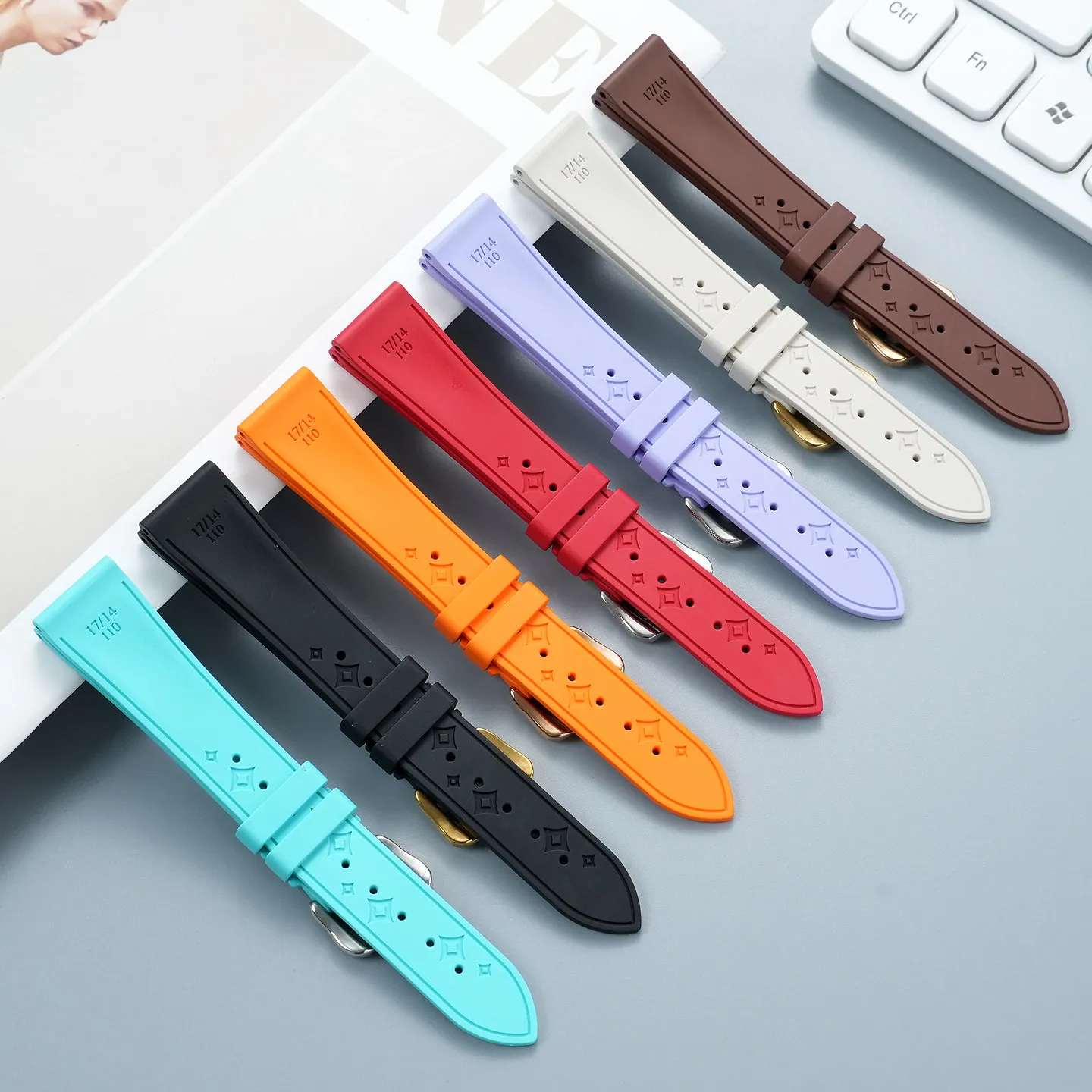 Suitable for Cartier Tank Calibo London Solo Key Must Be Waterproof Fluororubber Multi-color Strap for Men and Women