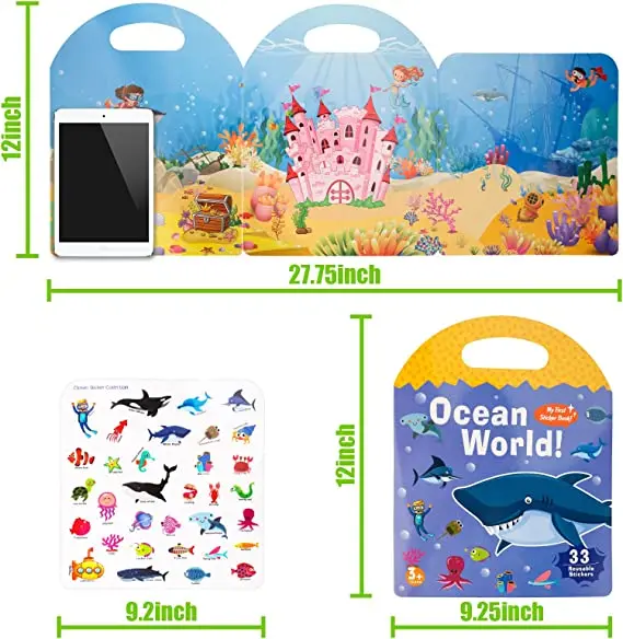 Kids Reusable Sticker Book Multiple Scenarios Cartoon DIY Puzzle Educational Cognition Learning Toys for Child Age 2-4 Gift