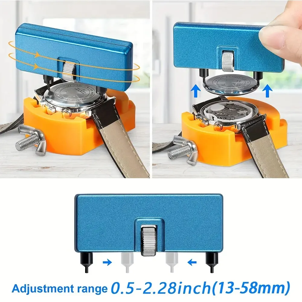 3 in 1 Repair Tool Set Watch Back Remover Tool Adjustable Opener Back Case Remover Watch Case Back Opener Repair Remover Holder