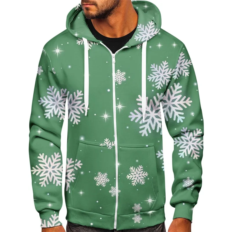 

Men's Spring Autumn Loose Hoodie Hooded Long Sleeve Christmas Patterned Casual Zip Up Sweatshirts Christmas Clothes