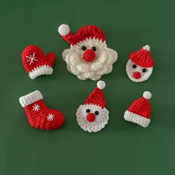 ZHEN-D Merry Christmas Gift Handmade Knitwear Crochet Wool Cute Brooch Pin Lovely Santa Claus Xmas Hat Sweater Decoration