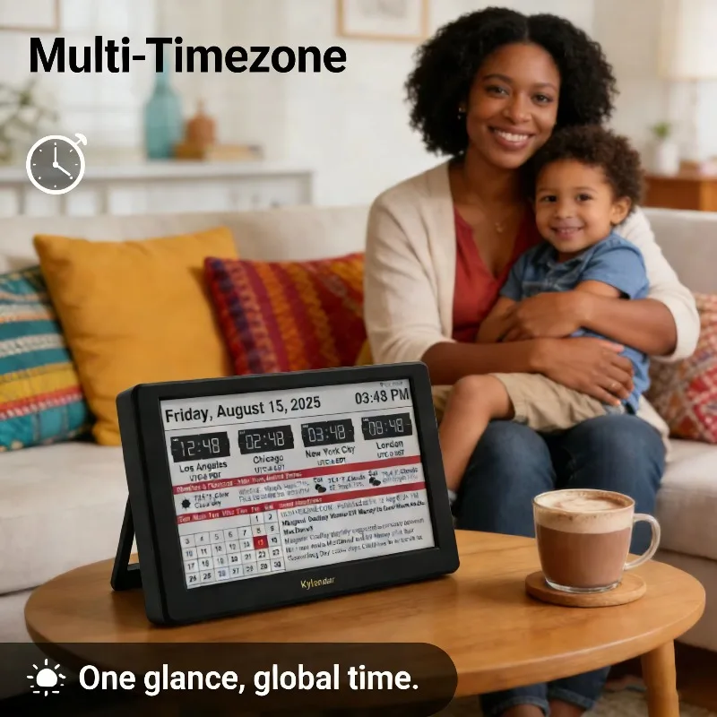 Smart e-ink, anti-blue light, real-time weather Wi-Fi automatic synchronization, world clock, table-mounted dual-purpose