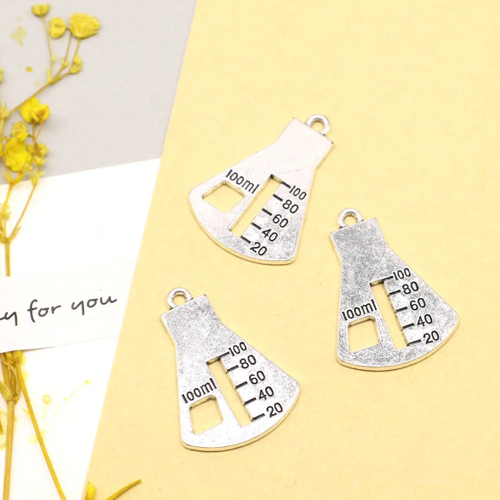 Vintage Jewelry Children Diy Charms Measuring Cup Antique Silver Color Men Pendant 20x27mm 5pcs