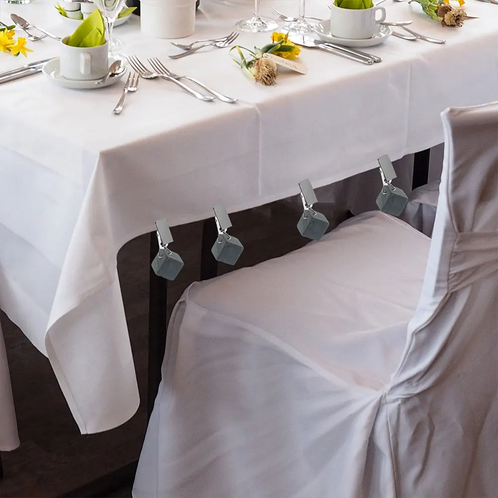

8pcs Marble Tablecloth Weights Heavy Duty Stone Clips Black Holders for Outdoor Home Restaurant Use Cloth Cover Clamp