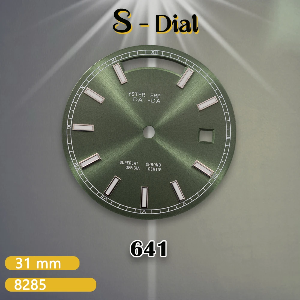 31mm S Logo Grey Log Dial Suitable For 8285 Movement Green Luminous Quality Delicate Watch Modification Accessories tools