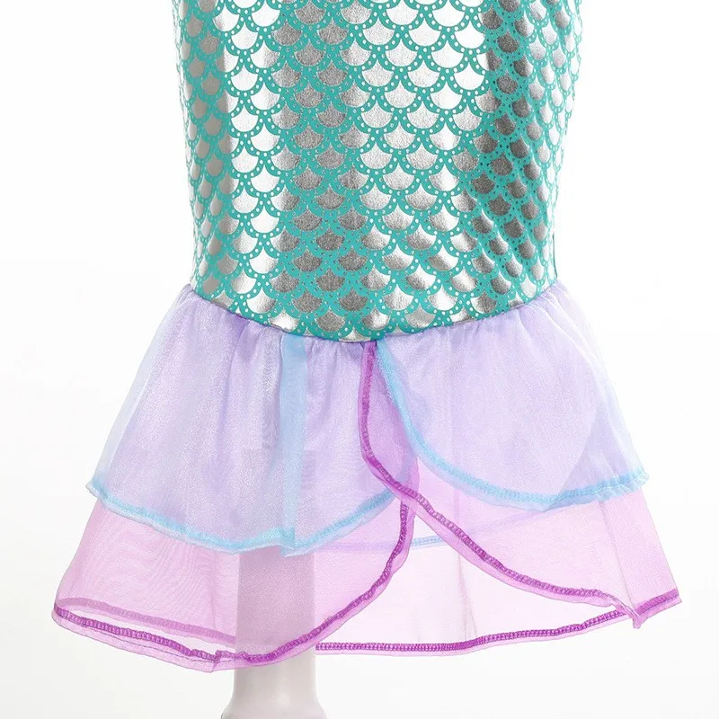 Vestido de princesa Ariel de sirenita para niñas, disfraz de tul de manga corta para Cosplay, vestido de fiesta de cumpleaños y noche de Carnaval para niños