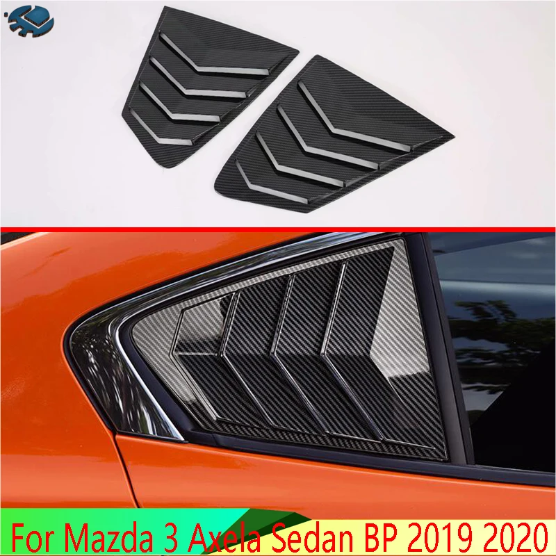 

For Mazda 3 Axela Sedan BP 2019 2020 Carbon Fiber Style Side Door Rear View Window Spoiler Cover Trim Insert Garnish Bezel