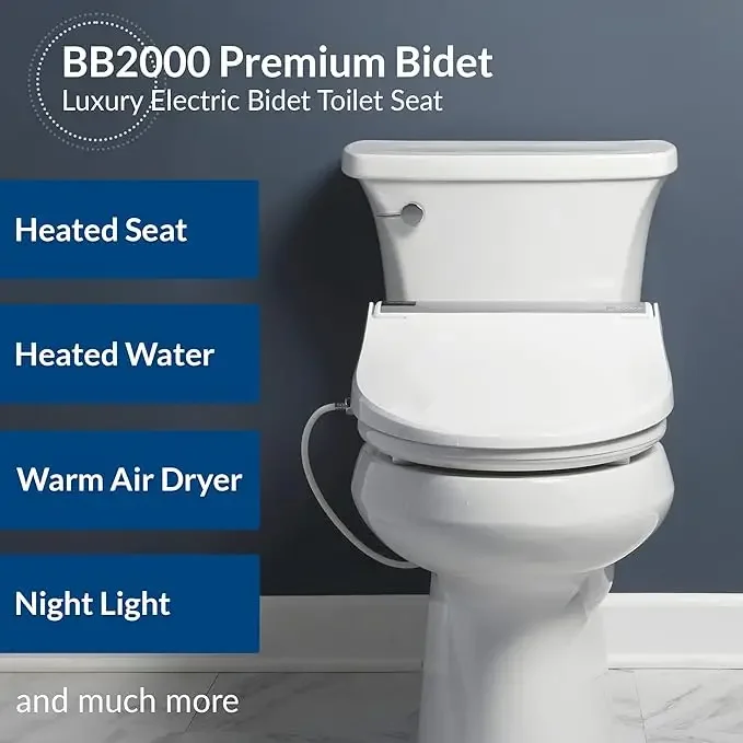 BB2000 Bliss Electric Bidet Toilet Seat, Warm Water with Air Dryer, Heated Seat with Sensor and Slow Close Lid