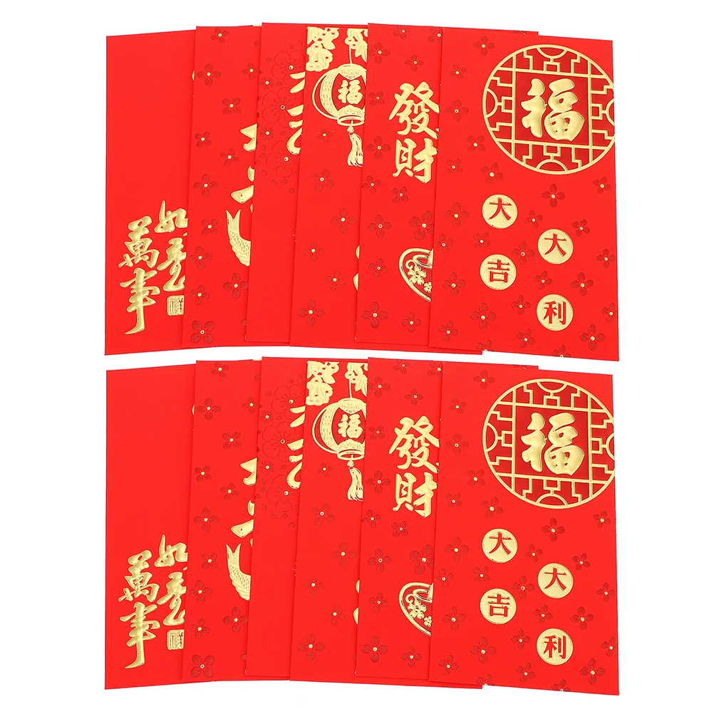 60 Pcs Red Envelope Bag Gift Money Envelopes Spring Festival Packets Large Size Design Chinese Characters