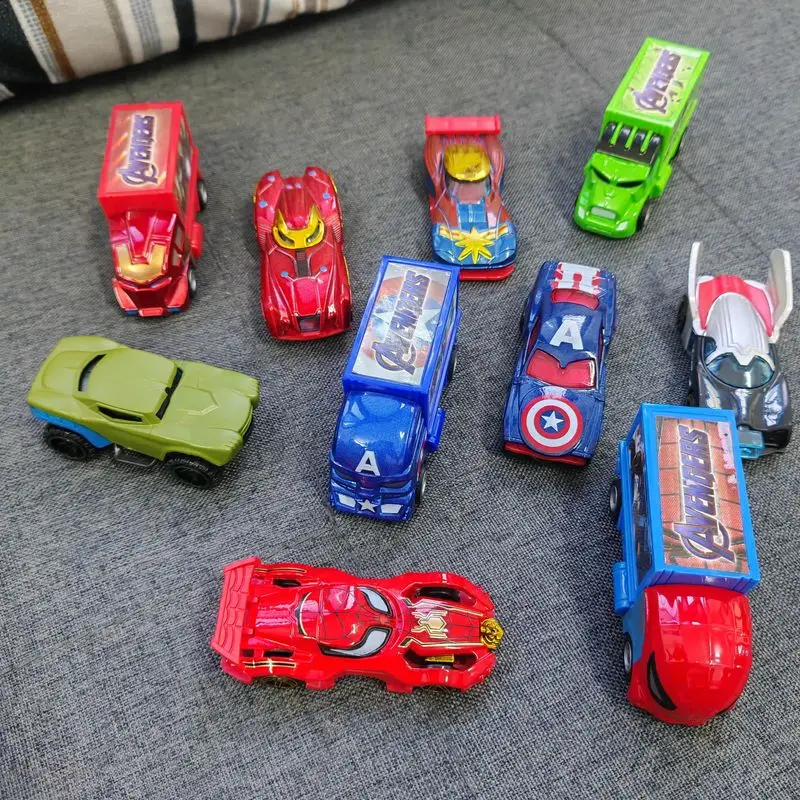 

10 шт./компл. Disney сплав Мстители автомобиль Капитан Америка Халк Железный человек-паук фигурки аниме гоночная модель игрушки для мальчиков подарок