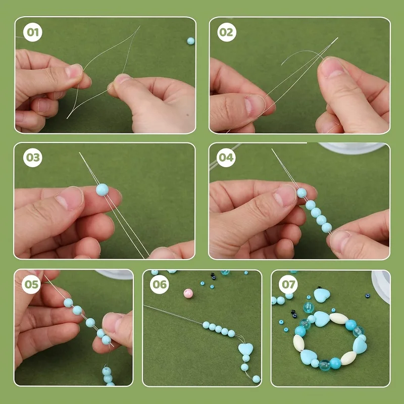 BUDDUR 24Pcs Beading Needles Kit With Storage Box Bracelet Necklace Jewelry Making Tools DIY Handmade Craft Accessories Set