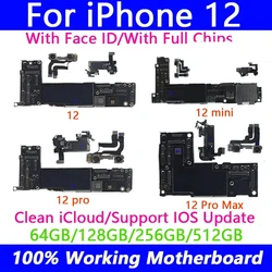 Free Shipping For iPhone 12/12Pro/12Pro Max Motherboard Face ID Unlocked Logic Board Free iCloud Mainboard For iphone 12 mini