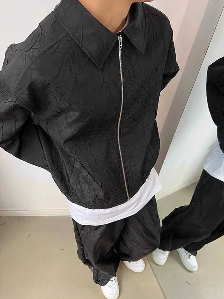 

Cleanfit Nylon Pilot Jaet ort Casual Turn-down Collar Baroque Sle Spring Baseball orm Men's Faion Outerwear